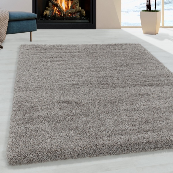 Fluffy Shaggy Plain Beige Rug